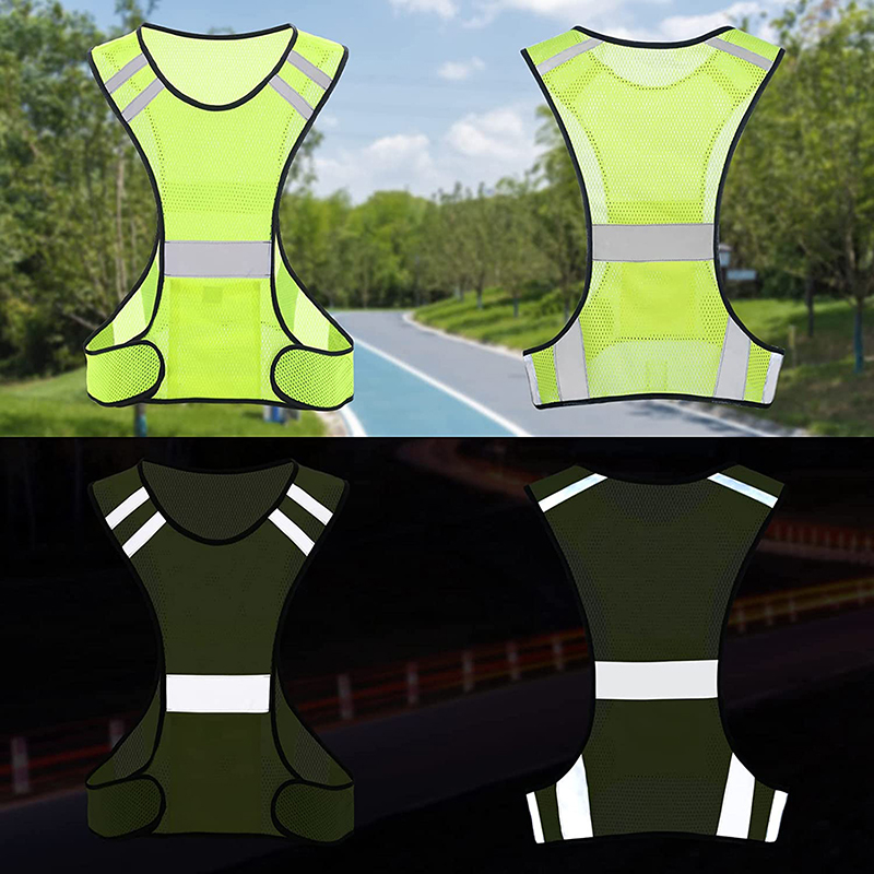 Reflective Jacket Running - Visibility Fluorescent Mesh Reflective Safety Vest,