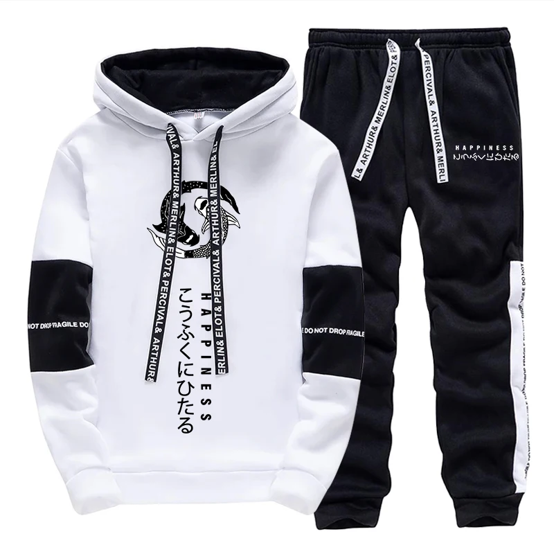 Street Fashion Winter - Fashion Men's Tracksuit Print Casual Hooded