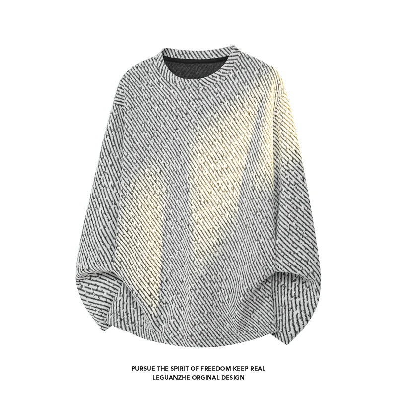 Men Diagonal Stripe Textured L - Street Fashion Tshirt 评论和价格