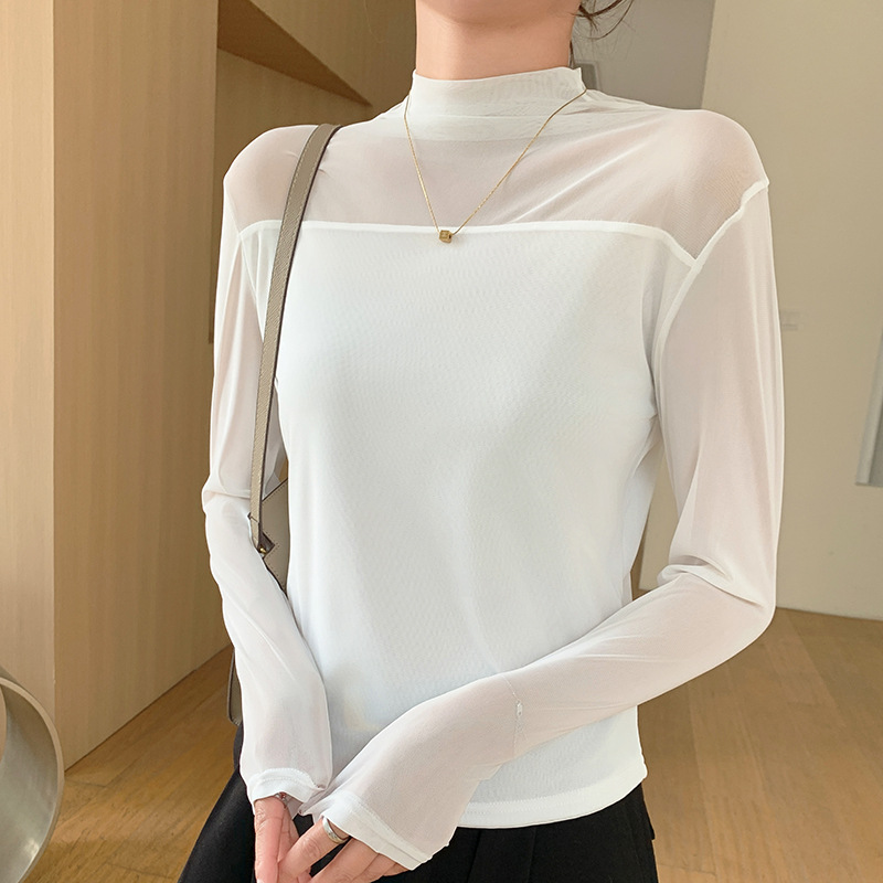 Women’s Black Sheer Mesh Mock  - Mesh Top Layering 评论和价格