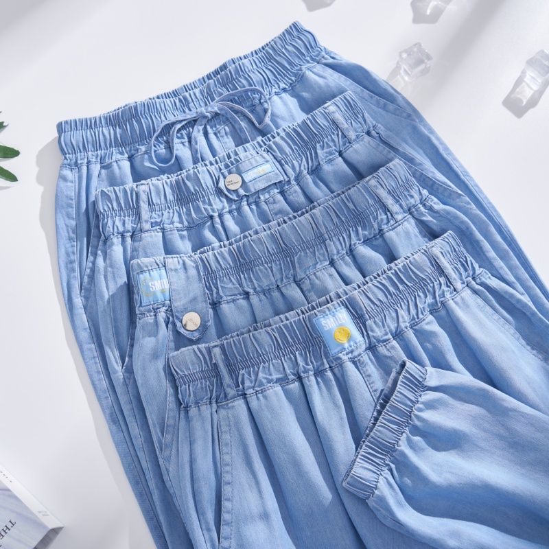 Plus Size Ice Silk Denim Pants - Cargo Pant Wide 评论和价格