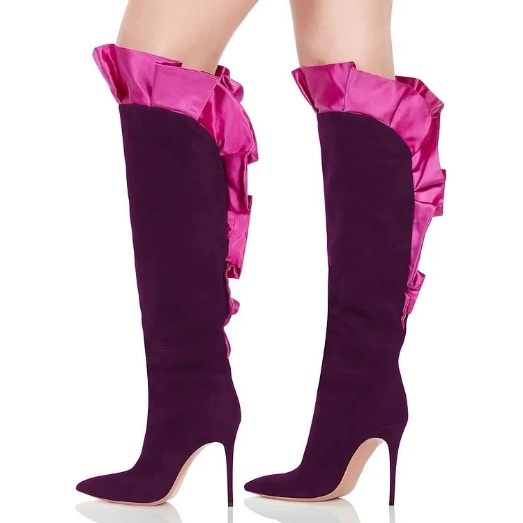 Suede Ruffles Pleated Pointed  - Street Fashion Designer 评论和价格