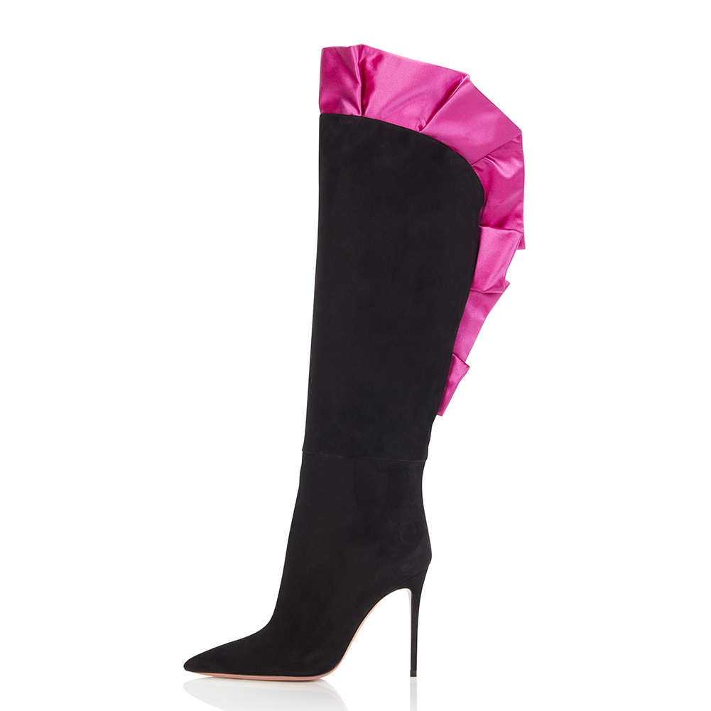 Suede Ruffles Pleated Pointed  - Street Fashion Designer 评论和价格