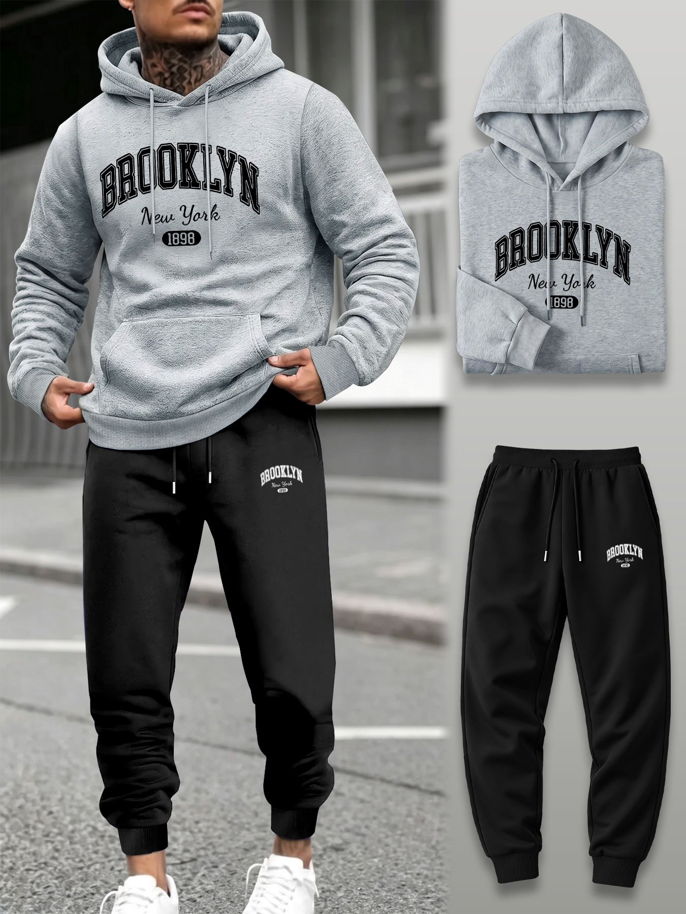 Men 2 Piece Tracksuit Hoodie J - Street Fashion Winter 评论和价格