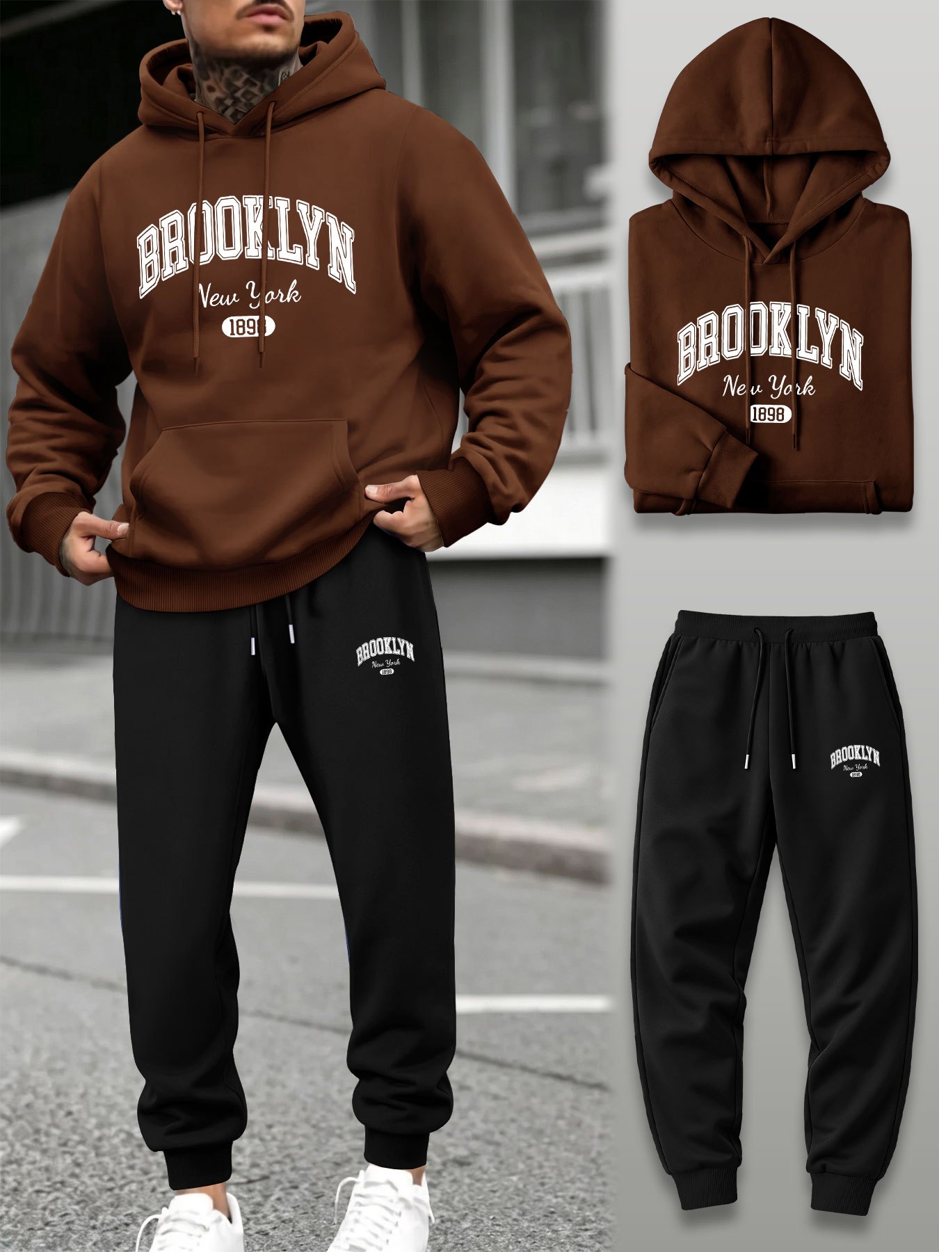 Men 2 Piece Tracksuit Hoodie J - Street Fashion Winter 评论和价格