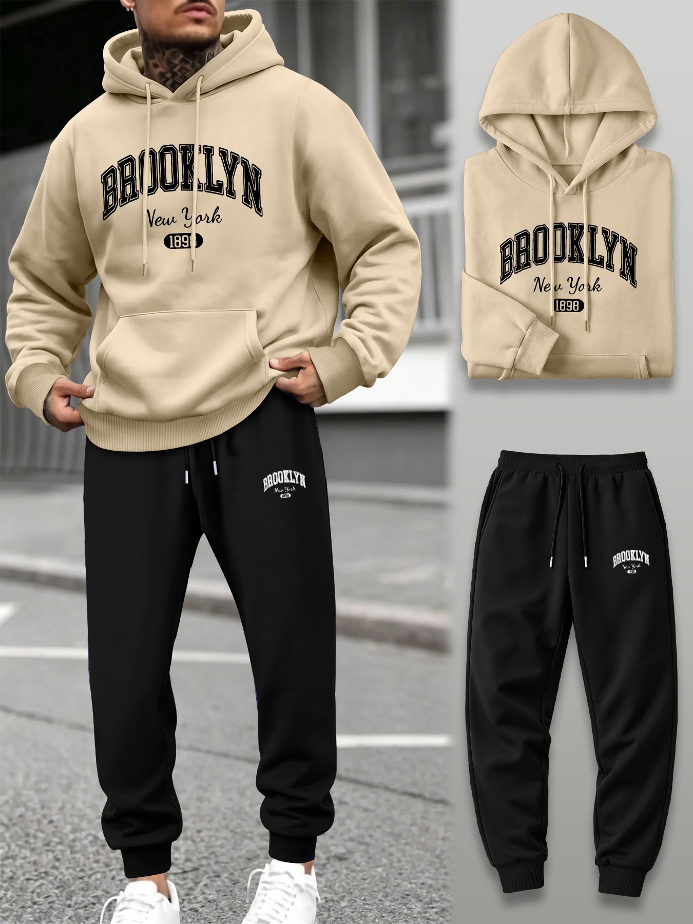 Men 2 Piece Tracksuit Hoodie J - Street Fashion Winter 评论和价格