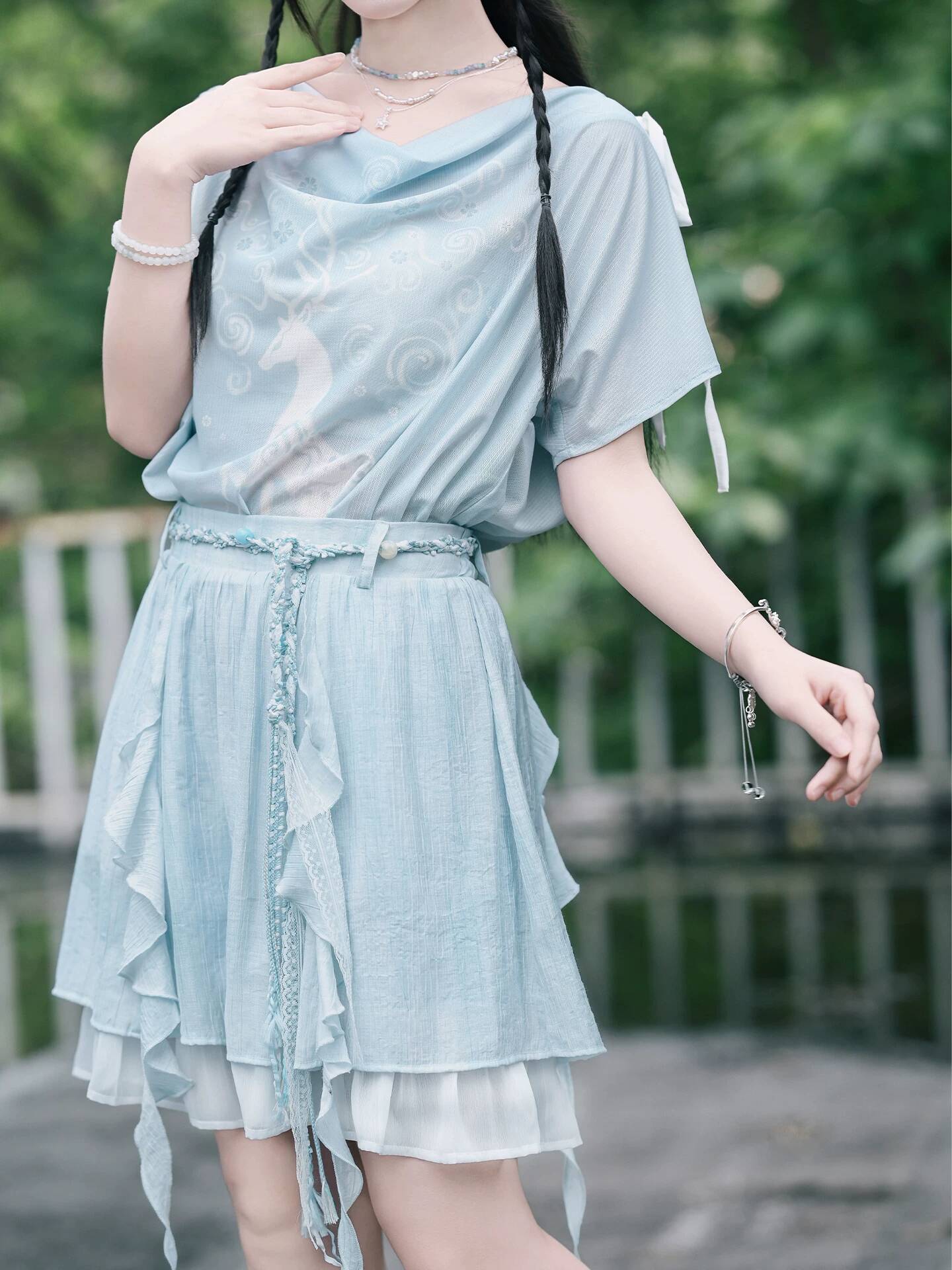 New Chinese Style Draped Neckl - Mesh Top Layering 评论和价格